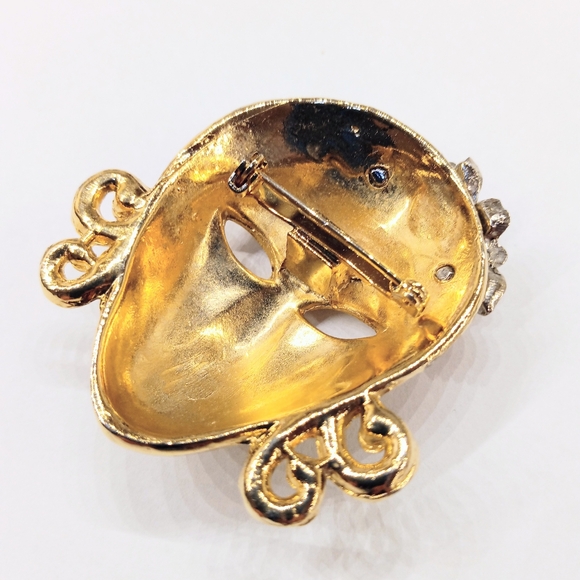 Vintage Designer Mask Rhinestone Brooch - Picture 4 of 5